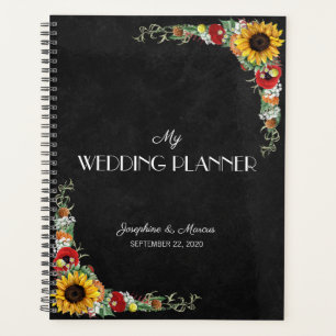Sunflower Rustic Chalkboard Country Wedding Planner