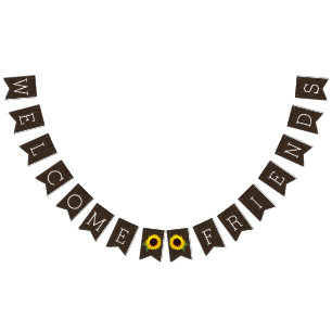 Sunflower Rustic Country Barn Wedding Welcome Bunting