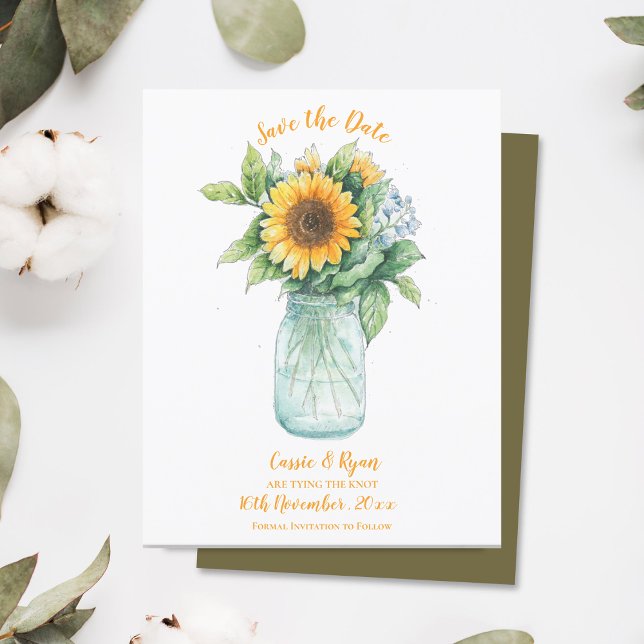 Sunflower Rustic Country Wedding Save the Date (Sunflower Rustic Country Wedding Save the Date)