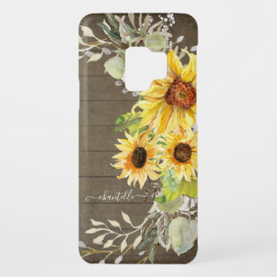 Sunflower Rustic Country Wood Watercolor Floral Case-Mate Samsung Galaxy S9 Case
