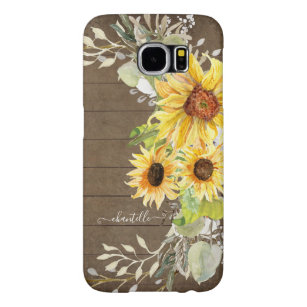 Sunflower Rustic Country Wood Watercolor Floral