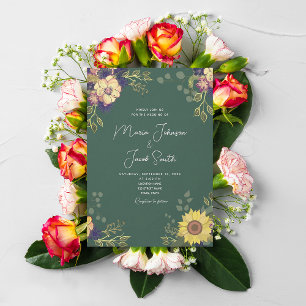 Sunflower Rustic Floral Wedding Invitation