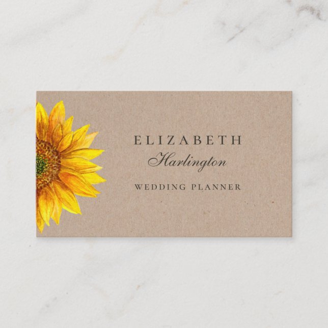 Sunflower. Rustic flower. Floral professional Business Card (Front)