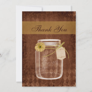 sunflower rustic mason jar wedding thank you