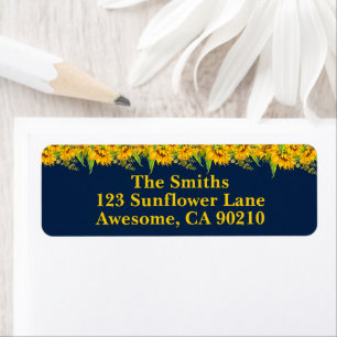 Sunflower Rustic Navy Wedding Return Address Label