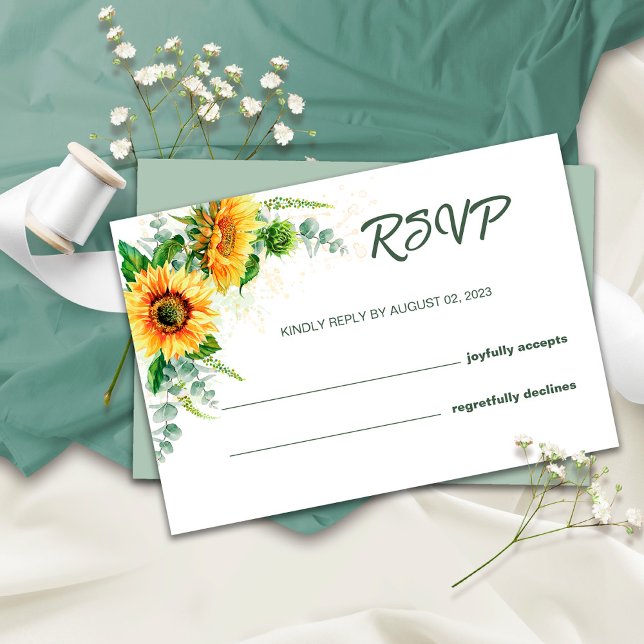 Sunflower Rustic RSVP Wedding Card (Creator Uploaded)