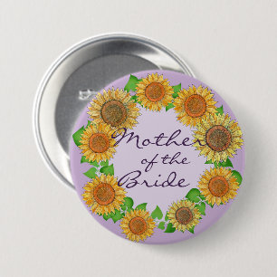 Sunflower Rustic Sage Green Mother of the Bride 7.5 Cm Round Badge