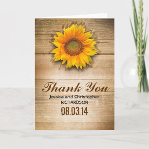 sunflower rustic thank you cards