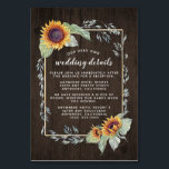 Sunflower Rustic Watercolor Wedding Insert Cards<br><div class="desc">Sunflower Rustic Watercolor Wedding Insert Cards - features a rustic country barn wood background with watercolor sunflowers and other floral elements over a watercolor frame. See the full matching collection on this page to complete your event needs.</div>