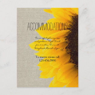 Sunflower Rustic Wedding Accommodations Card