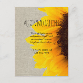 Sunflower Rustic Wedding Accommodations Card