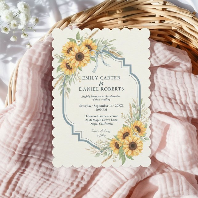 Sunflower Rustic Wedding Invitation Floral (Rustic sunflower invitation for a timeless wedding)