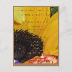 SUNFLOWER RUSTIC WEDDING INVITES ENSEMBLE POSTCARD