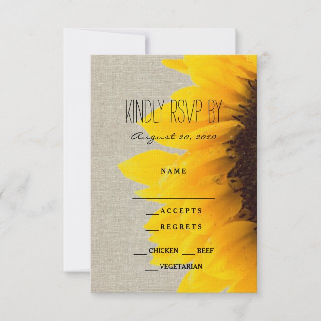 Sunflower Rustic Wedding RSVP Card (Front)