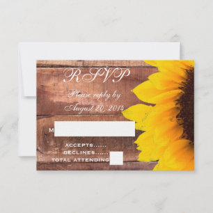 Sunflower Rustic Wedding RSVP Card