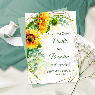 Sunflower Rustic Wedding Save the Date Card