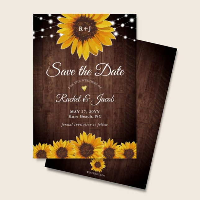 Sunflower Rustic Wedding Save the Date Invitation (Creator Uploaded)