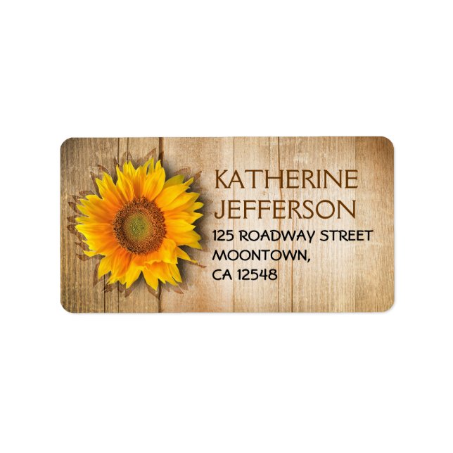 SUNFLOWER RUSTIC WOOD ADDRESS LABELS (Front)
