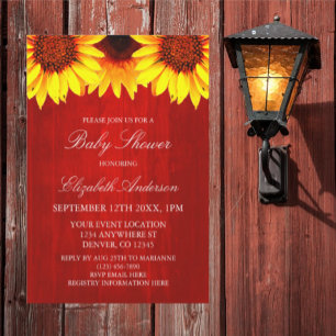 Sunflower Rustic Wood Baby Shower Invitation