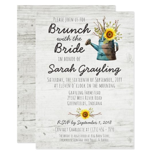 Sunflower & Rustic Wood Bridal Brunch Invitation