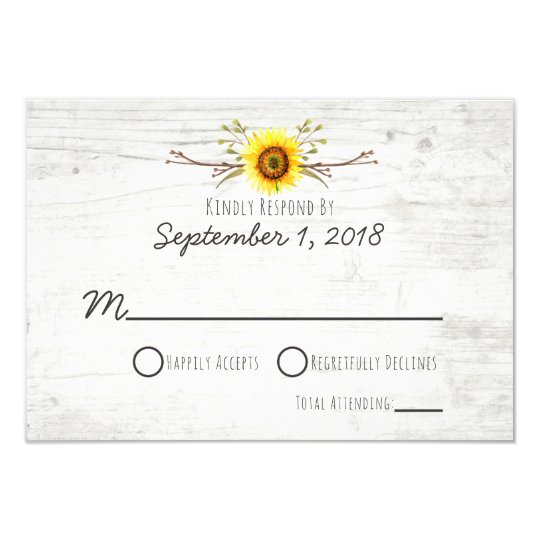 Sunflower Rustic Wood Farm Wedding Invitation RSVP