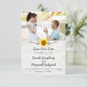 Sunflower & Rustic Wood Farm Wedding Save The Date