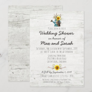 Sunflower & Rustic Wood Farm Wedding Shower Invite