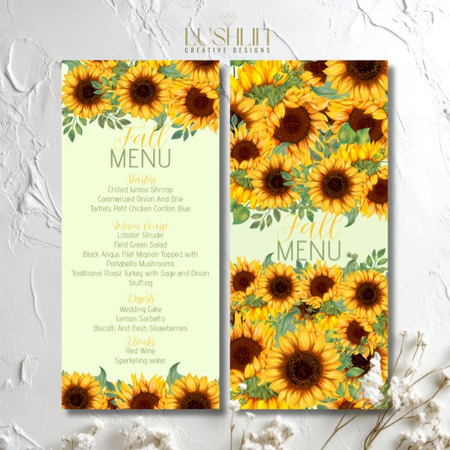 Sunflower Rustic Yellow Floral Menu (Creator Uploaded)