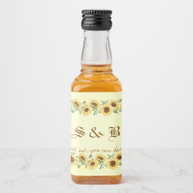 Sunflower Rustic Yellow Funny Wedding Liquor Bottle Label (Front)