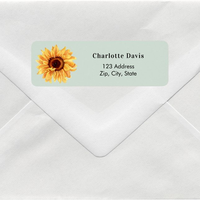 Sunflower sage green return address  return address label (Creator Uploaded)