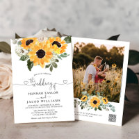 Sunflower Sage Greenery QR Code RSVP Wedding 