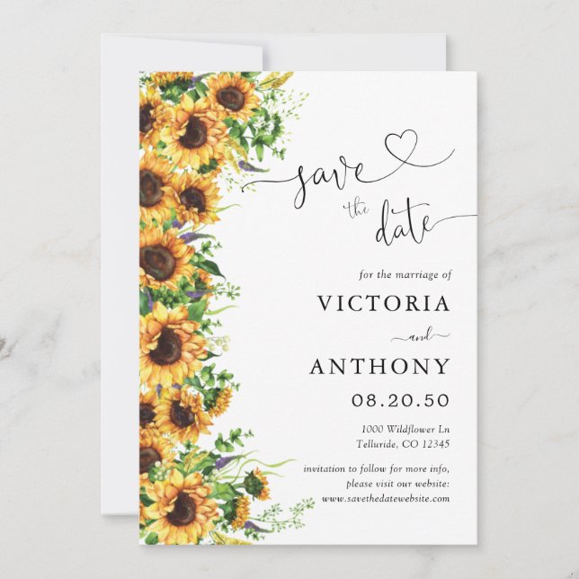 Sunflower Save The Date Cards (Front)