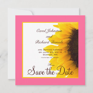 Sunflower Save the Date Cards Pink Yellow