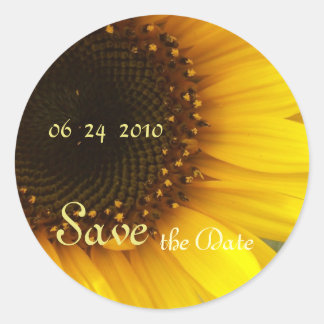 Sunflower Save the Date Classic Round Sticker