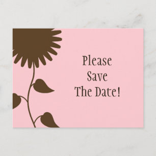 Sunflower Save the Date Postcard on Pink