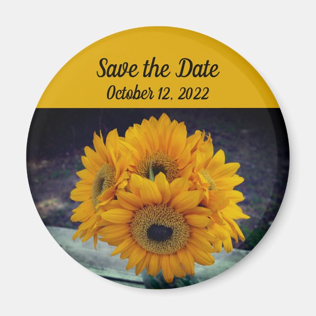 Sunflower Save the Date Sunflowers Event Favour Magnet (Front)