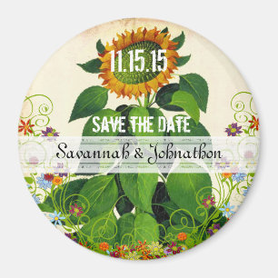 Sunflower Save the Date Wedding Magnet