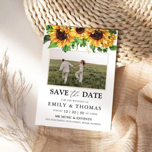 Sunflower Save The Date with Photo Card (Creator Uploaded)