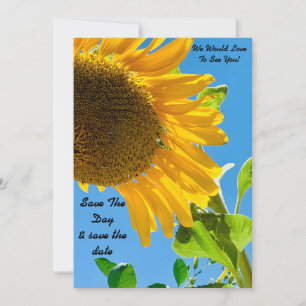 Sunflower save the day & save the date card