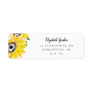 Sunflower Script Elegant Simple Chic Modern Return Address Label