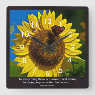 Sunflower Scripture Square Wall Clock