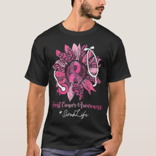 Sunflower Scrub Life Pink Ribbon Breast Cancer T-Shirt