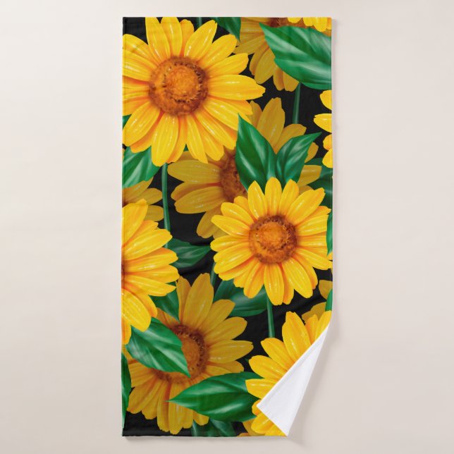 Sunflower seamless pattern. Background with yellow Bath Towel (Bath Towel)