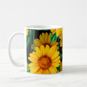 Sunflower seamless pattern. Background with yellow Coffee Mug