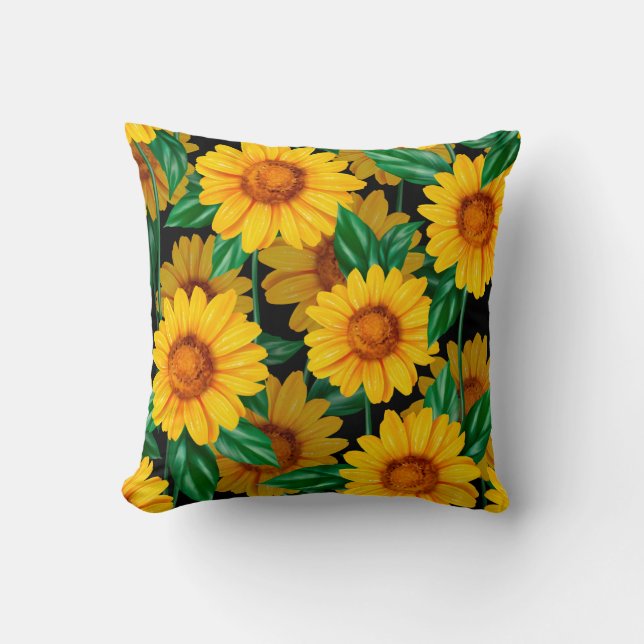 Sunflower seamless pattern. Background with yellow Cushion (Front)