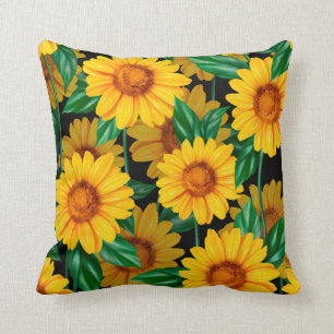 Sunflower seamless pattern. Background with yellow Cushion