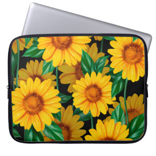 Sunflower seamless pattern. Background with yellow Laptop Sleeve