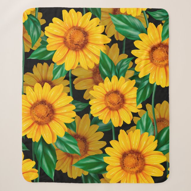 Sunflower seamless pattern. Background with yellow Sherpa Blanket (Front)