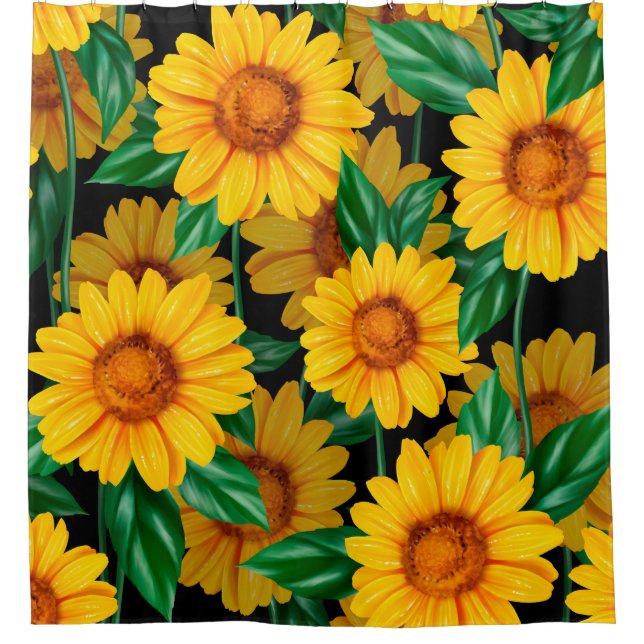 Sunflower seamless pattern. Background with yellow Shower Curtain (Front)