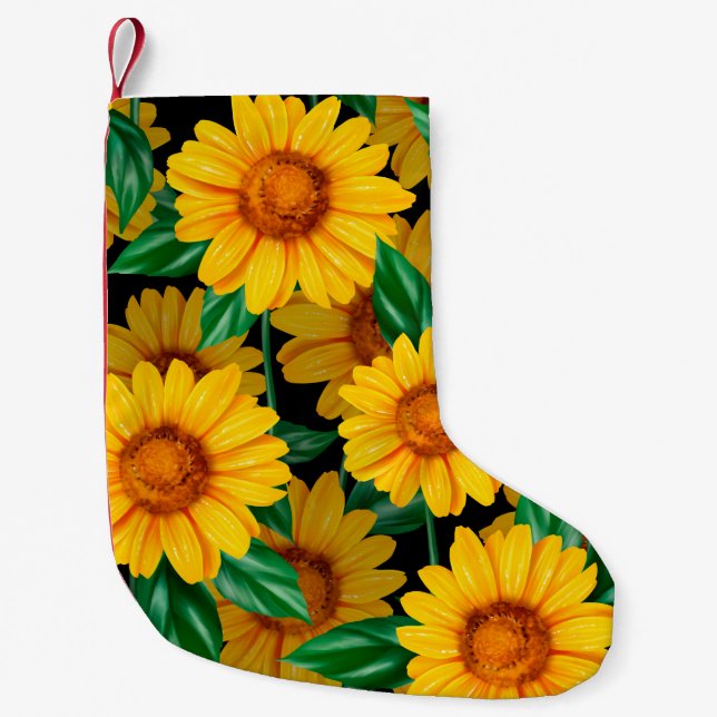 Sunflower seamless pattern. Background with yellow Small Christmas Stocking (Front)